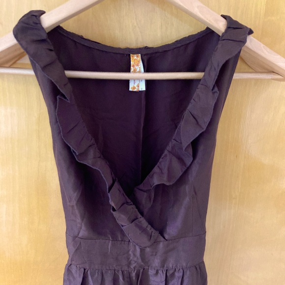 Maeve 100% silk chocolate brown midi dress (pre-owned) - Picture 4 of 8